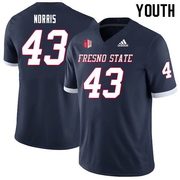 Youth #43 Morice Norris Fresno State Bulldogs College Football Jerseys Sale-Navy